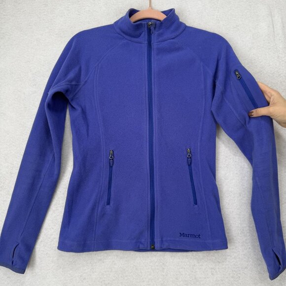 Marmot Jacket Womens XS Purple Polartec Fleece Full Zip Pockets Outdoor D8290 - Picture 9 of 15